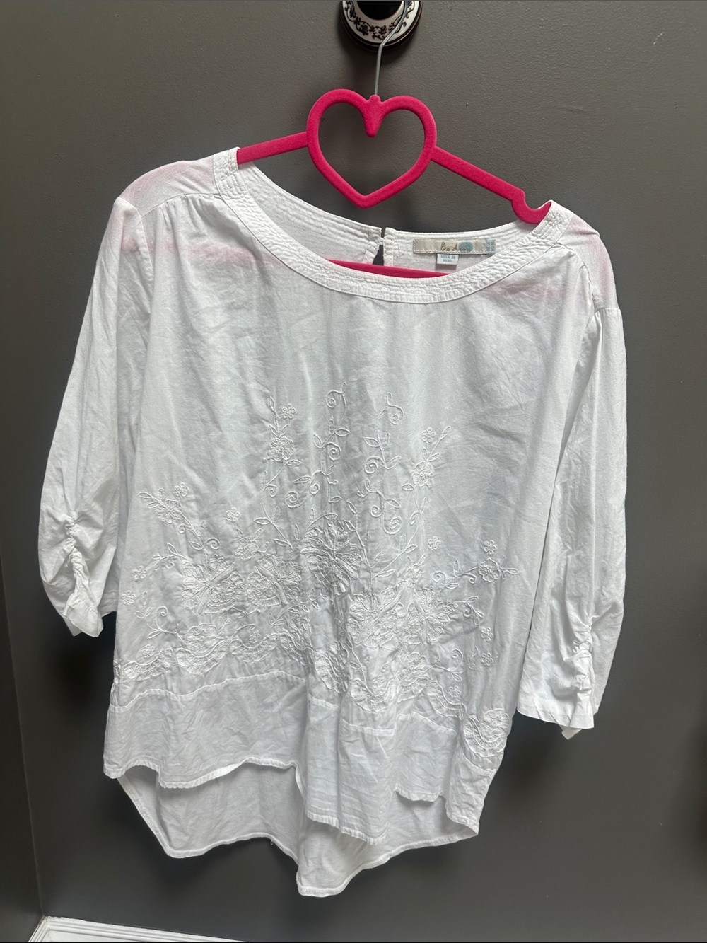 Boden White Embroidered Cotton Blouse